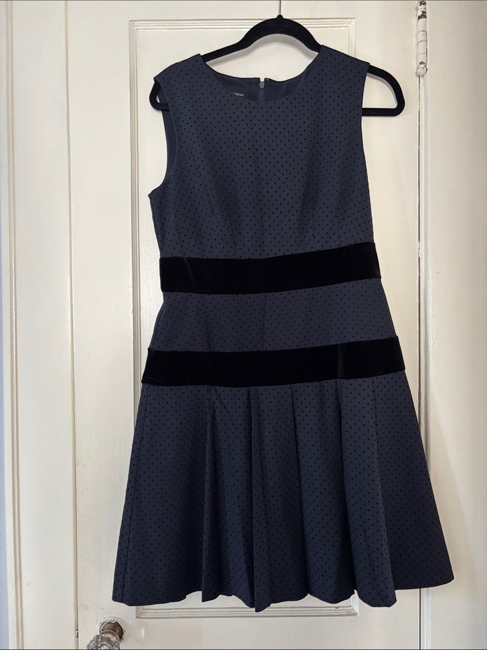 Donna Morgan polka dot Dress with Black Velvet Bands